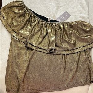 TCEC Metallic Gold Off-Shoulder Blouse